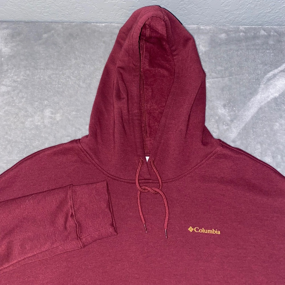 Columbia‎ Burgundy Graphic Hoodie Men's Size L Long Sleeve Pullover Sun Logo NWT